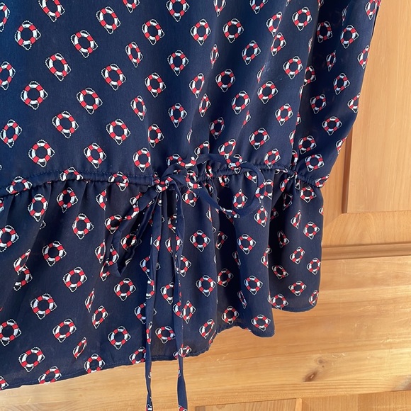 Zara Nautical Navy Silky Printed Peplum Tank Top, size S - Picture 3 of 5